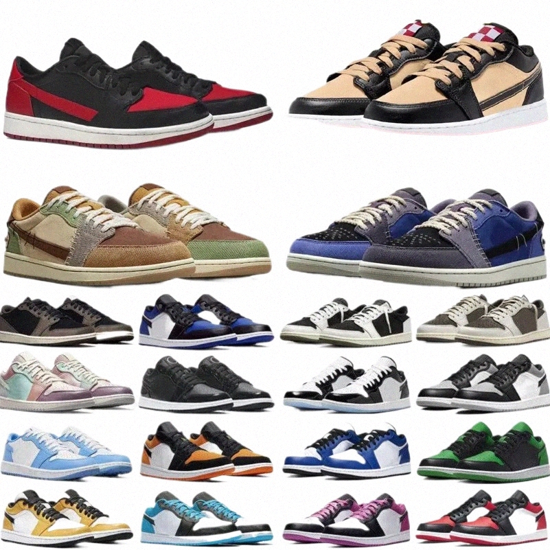 2025 with box 1 low 1s mens basketball shoes Piz Voodoo Alternate Shattered Backboard Cactus Jack x Red Shy Pink UNC Blue Royal men women trainers s 5924#