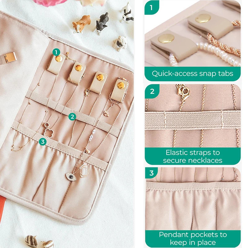 Foldable Fashion Portable Jewelry Bag Large Womens Travel Jewelry Roll Necklace Earring Ring Jewellery Display Storage Bag 250804
