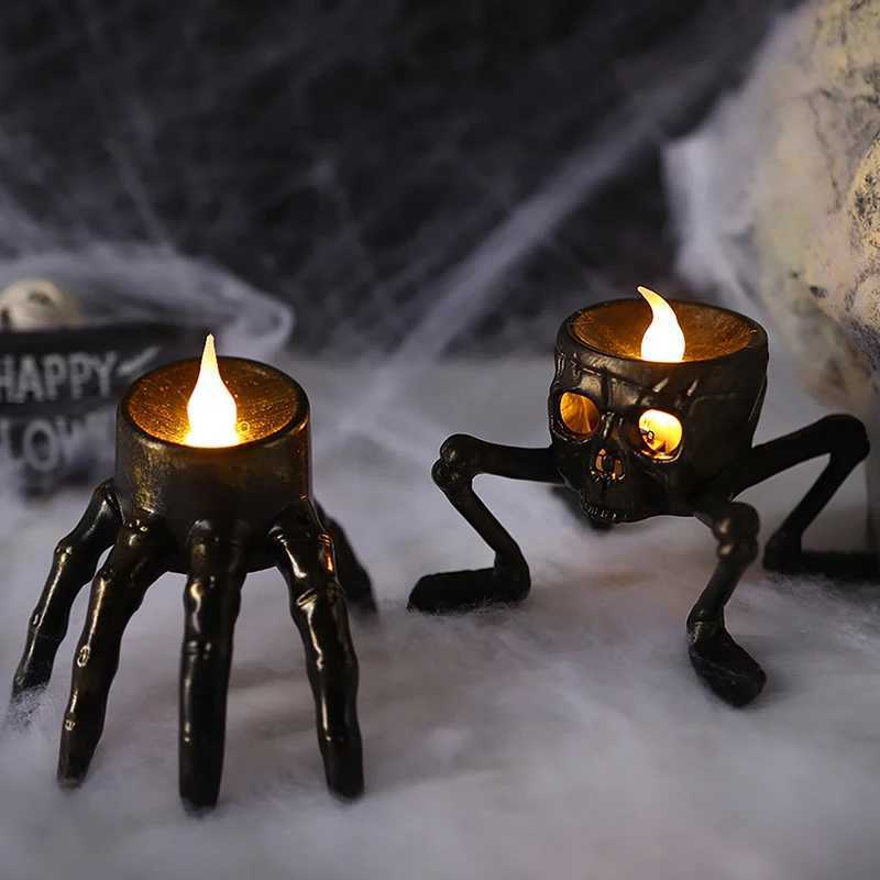 New Halloween Skull Lantern Atmosphere Setting Props Skeleton Foot Night Light Halloween Party Decoration LED Candle Light XJ250804