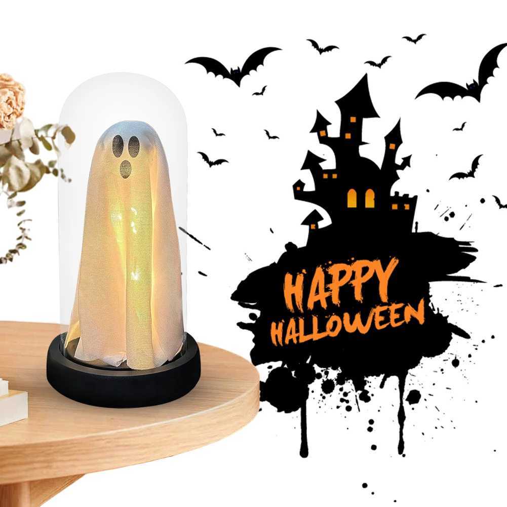 ute Ghost with Light Halloween Mini Luminous Ghost in A Jar Indoor Light Up Ghost in Clear Cloche for Home Holiday Decoration XJ250804