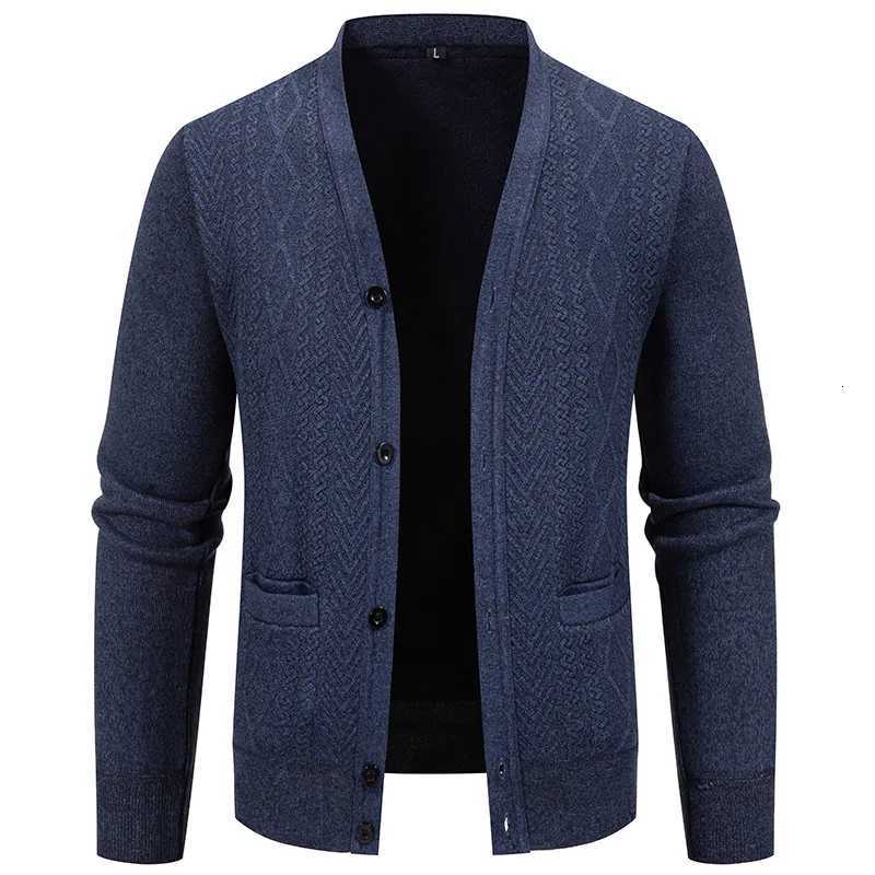 Autumn Men V-neck Plaid Cardigans Business Casual Knitwear Sweaters Quality Male Outerwear Slim Sweatercoats Cardigans Size 3XXJ250805