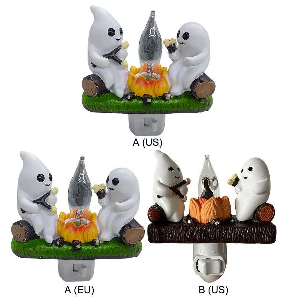 Ghost Campfire Flickering Nightlight Faux Campfire Night Light Ghost Campfire Flickering Plug-in Night Light Halloween Gifts XJ250804