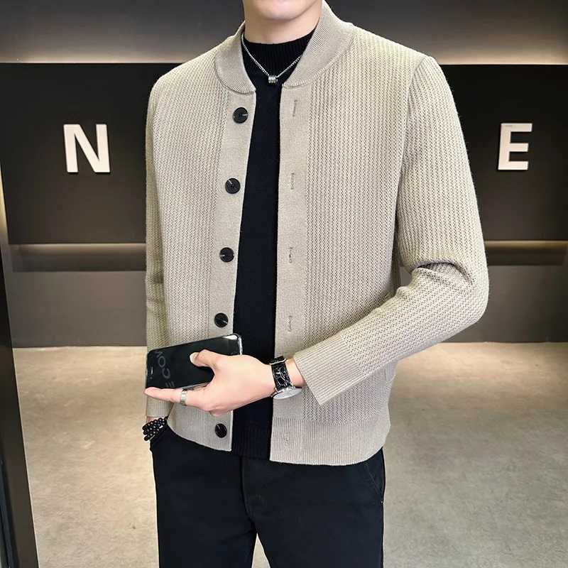 igh Quality Spring Autumn Knit Cardigan Men Solid Color Smart Casual Single Breasted Outwear Long Sleeve Knitted Sweater Coat XJ250805