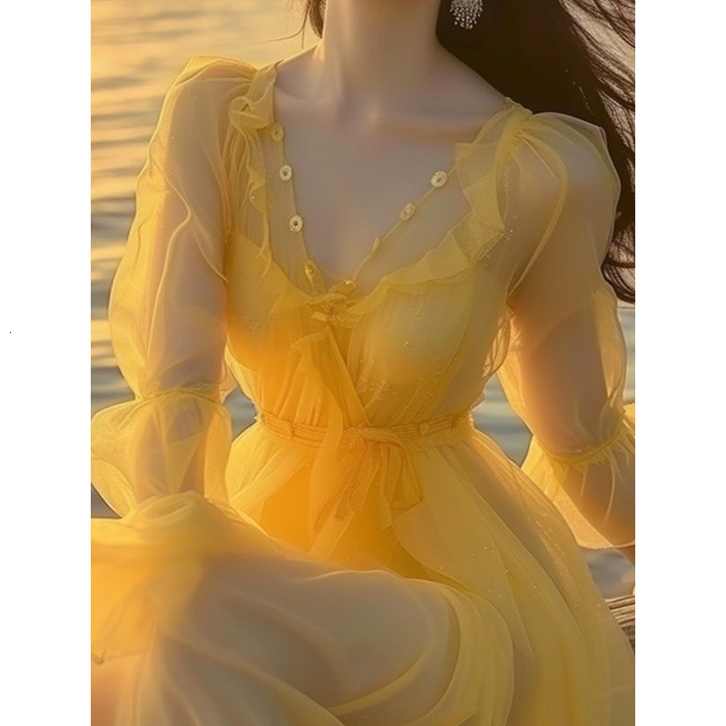 2025 Spring New fashion Summer Women's S Dress Beach Dress Beach Vacation Super Fairy French Long Dress Very Beautiful New Designer Dress