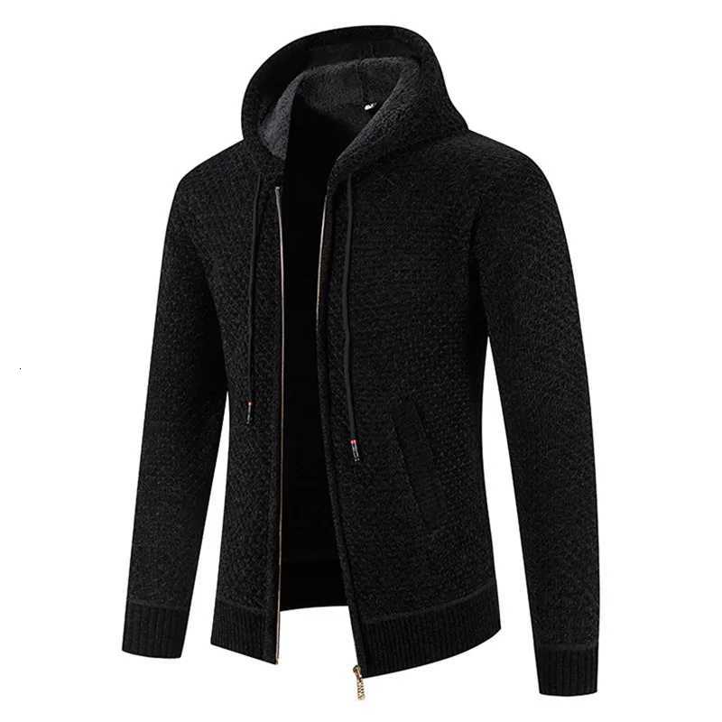 High Quality Winter Men Cardigan Sweater Thick Warm Hooded Casual Sweatercoat Mens Solid Zipper Knitted Cardigan Sweaters Men XJ250805