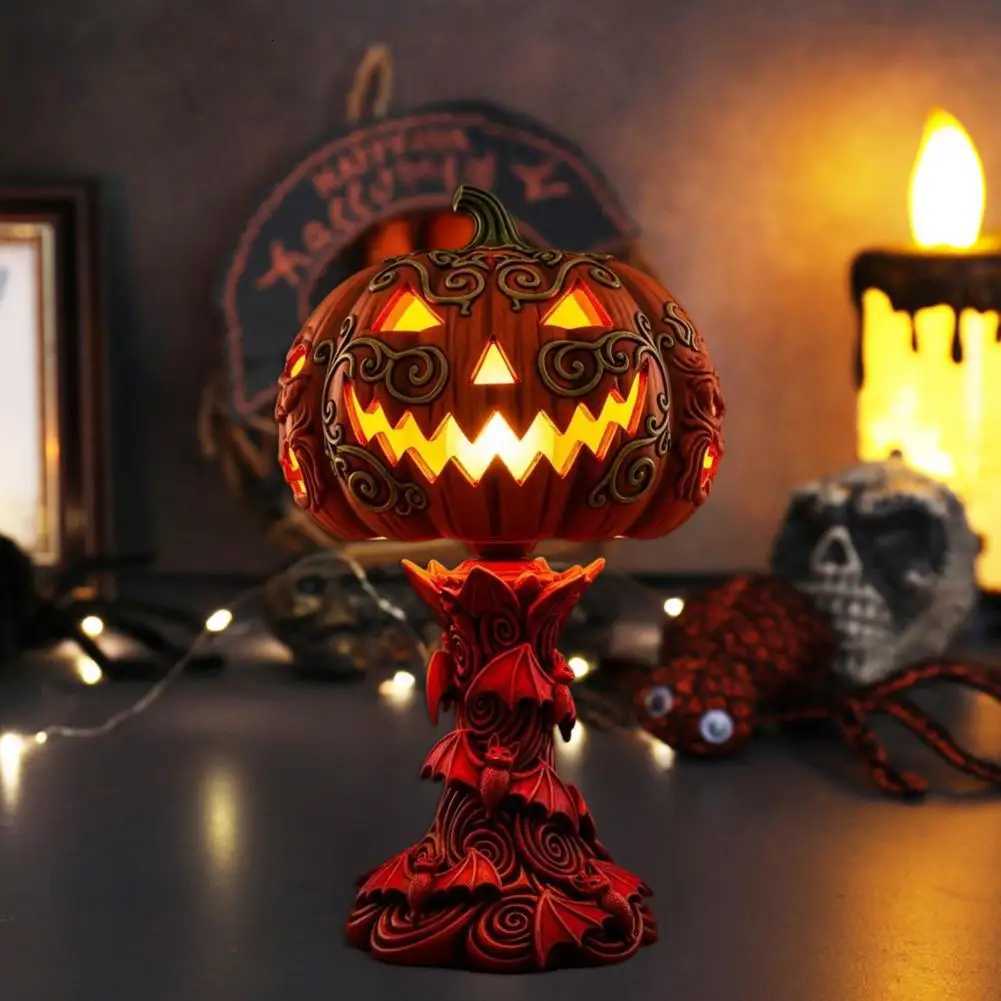 Halloween Skull Pumpkin Night Light Resin LED Tabletop Lamp with Skeleton Ghost Witch Design for Room Decor Fantasy Theme XJ250804