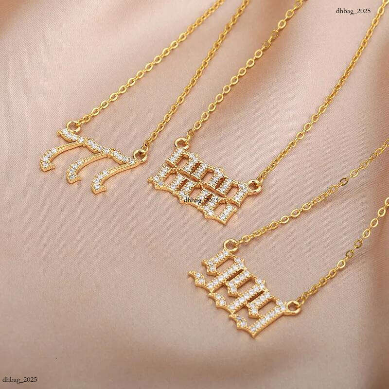 Angel Number Necklace Chain Zircon Pendant Necklaces For Women Birthday