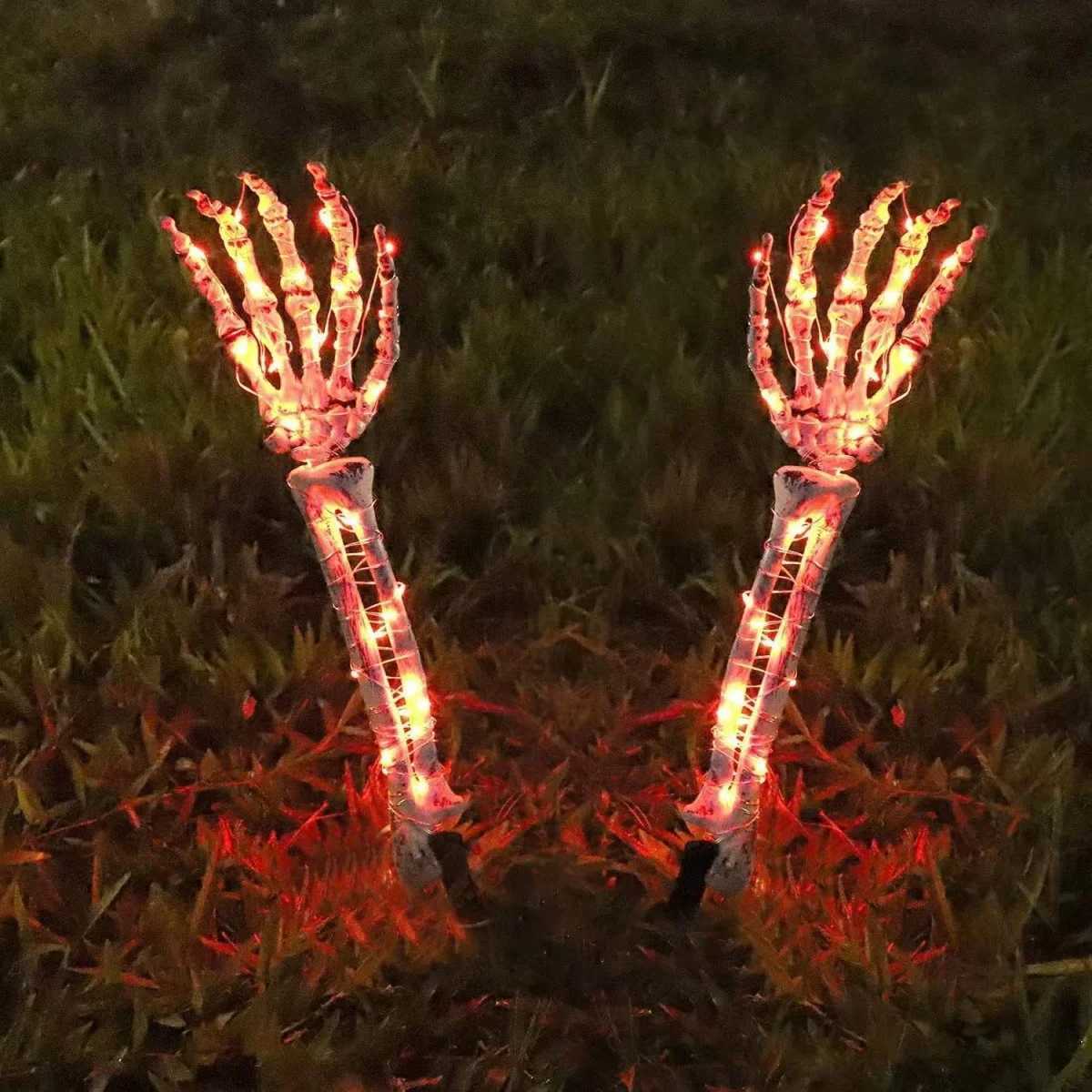 Halloween Solar Ghost Hand LED Light String Ghost Festival Courtyard Atmosphere Decoration Light Copper Wire Ground Plug Light XJ250804