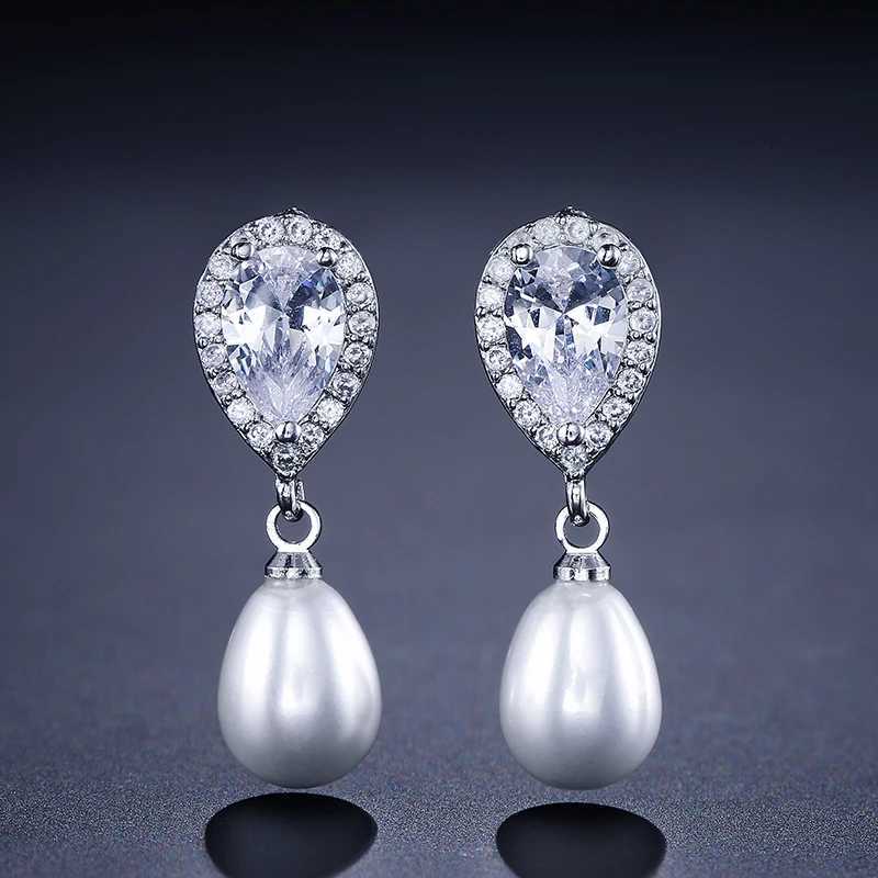 ZAKOL Brand Water Drop Simulated Pearl Dangle Earrings for Women Fashion Ladys Ear Accessory Wedding Engagement Party Jewelry Y250804