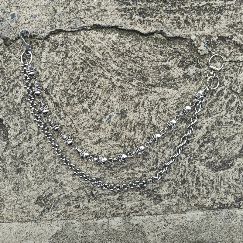 Original DIY Skull Pants Chain Stainless Steel Round Beads Combination Locomotive Chain Punk Men And Women Accessories 250804
