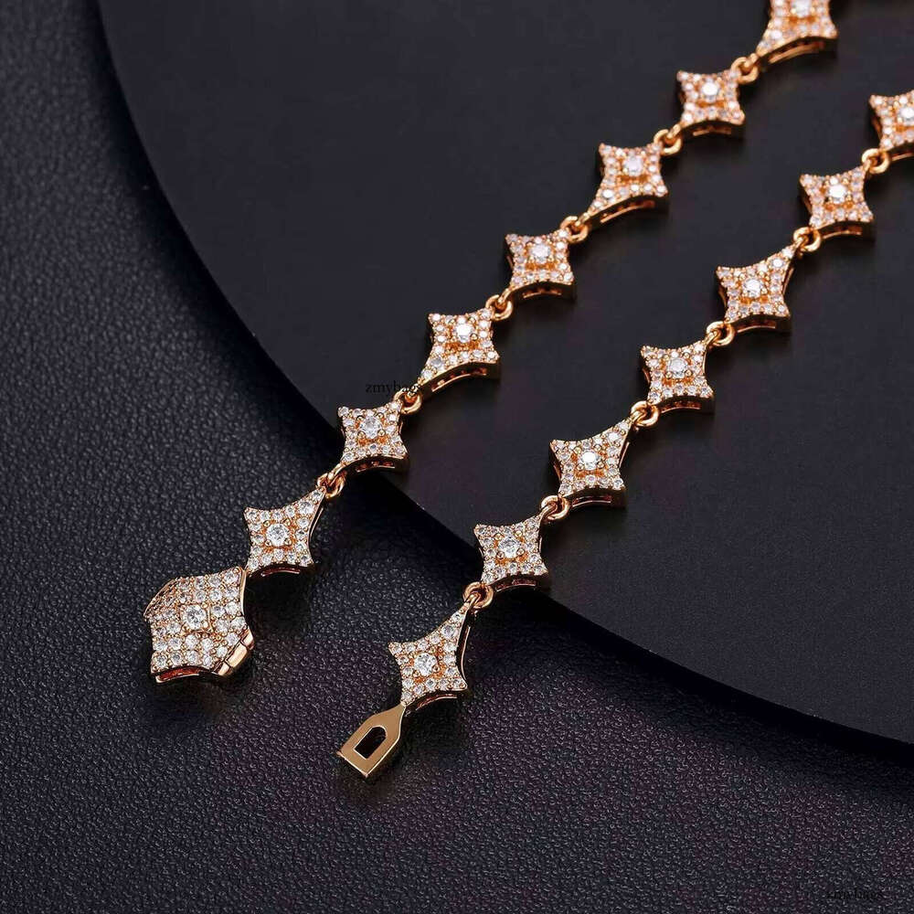 Summer Mens Jewelry 7.4mm Sterling Sier VVS1 Moissanite Iced Out Shuriken Link Bracelet Anklet for Men Lady