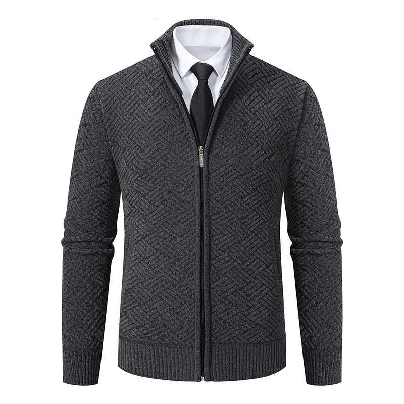 Mens Thickened Cardigan Full Zipper Fleece Sweaters Knit Jackets Hooded Sweater Coat Autumn Winter Padded ClothingXJ250805