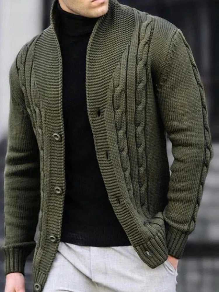Mens Casual V-Neck Button-Up Cardigan Solid Color Knit Sweater for Fall Winter Machine Washable knitwear coat mens sweater XJ250805