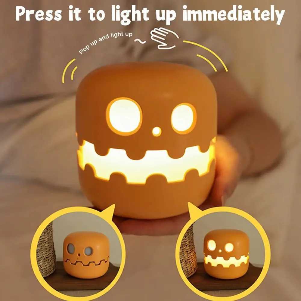 Creative Halloween Pumpkins Lamp Auto-Off Timer Push Type Pumpkin Night Light Ornament Dimmable Mini Pumpkin LED Lantern Baby XJ250804