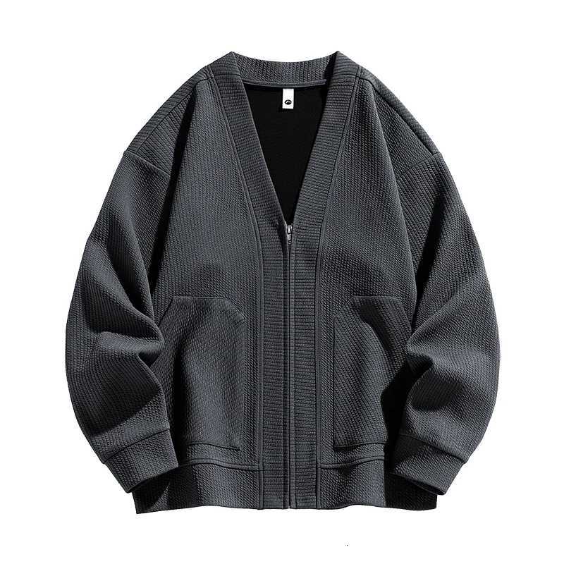 Cardigan Sweater Korean Vintage Popular Zipper Jacket Oversize Black Zipper Loose Male Business Simple Plus Size 6XL 7XL 8XL XJ250805