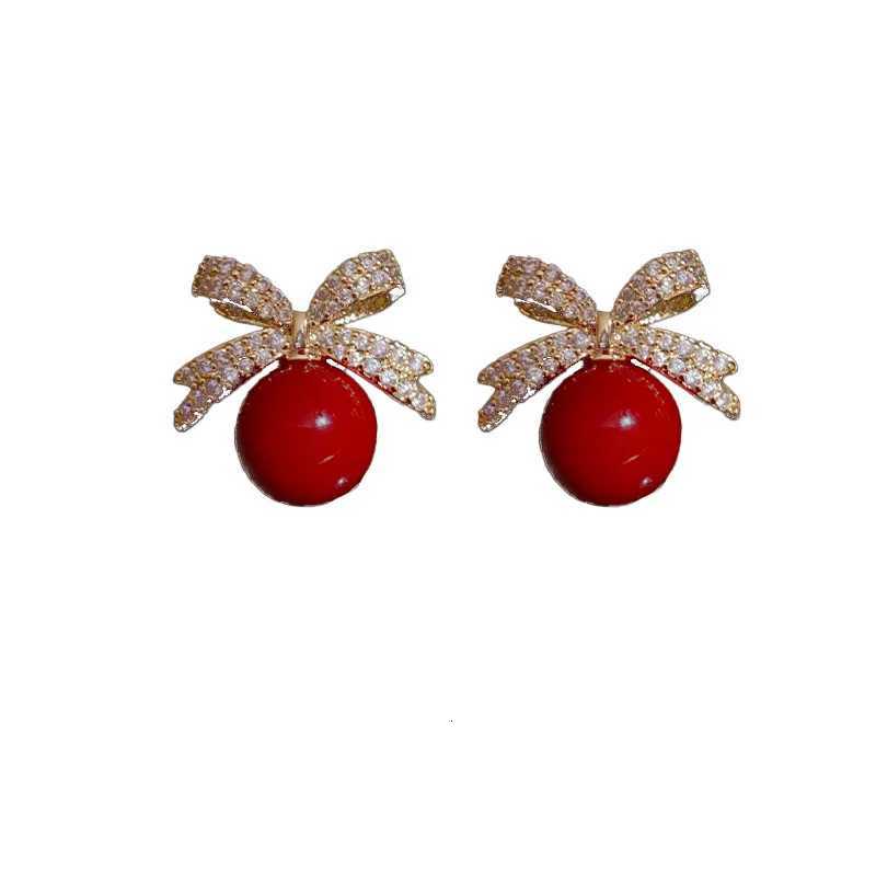 Sparkling Rhinestone Bow Pearl Stud Earrings Light Luxury Fashion Jewelry Womens Gifts for Weddings and Birthdays Y250804
