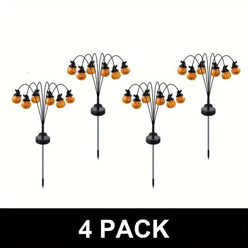 4PCS 24LED Solar Halloween Pumpkin Lantern Solar Decorative Light Suitable for Halloween Lawn and Courtyard Road DecorationXJ250804