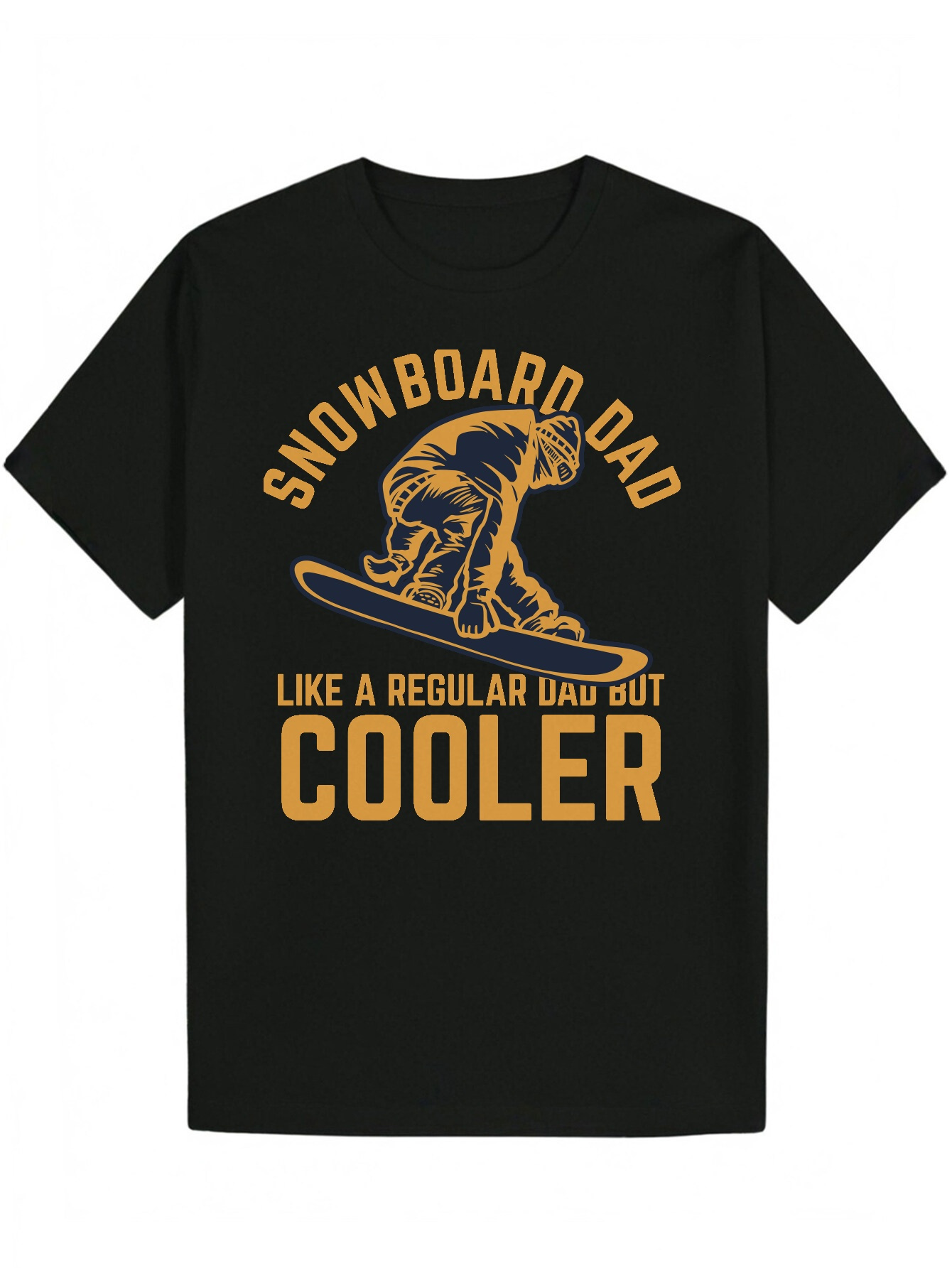 Black Snowboard Dad Pattern - Casual Crew Neck Polyester T-Shirt with "Just Cool Like a Normal Dad" Design, Men's Short Sleeve Summer S