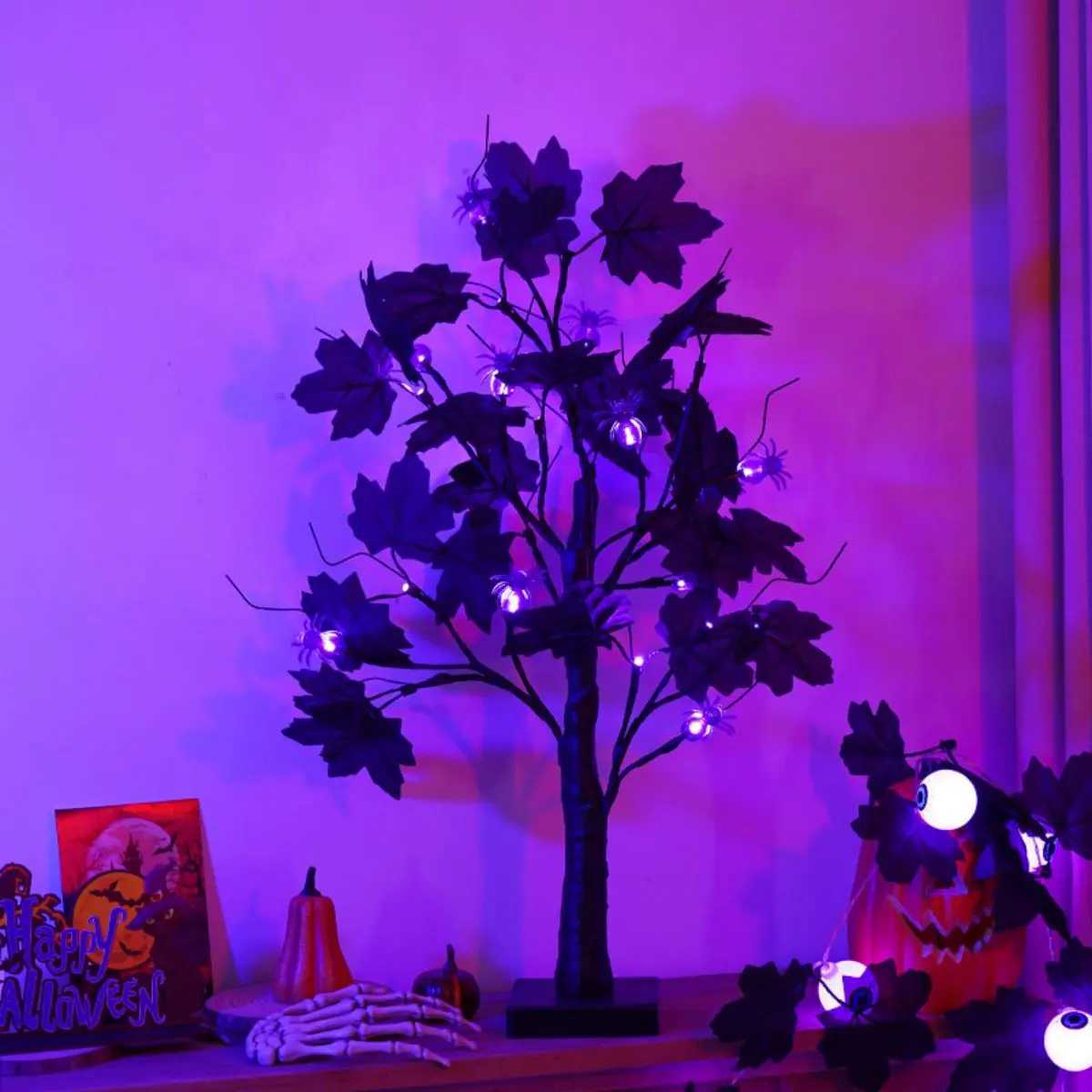 New LED Halloween Birch Pumpkin Ghost Eye Shaped Light with Luminous Arrangement Decoration Small Night Light XJ250804