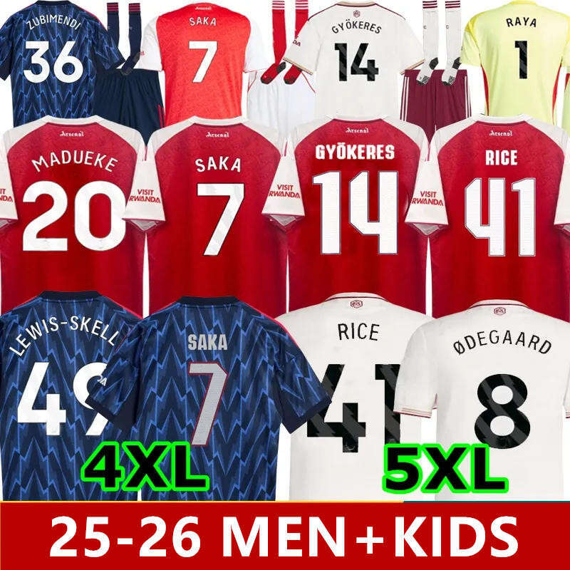 25 26 SAKA ZUBIMENDI GYOKERES soccer jerseys Fans Player version ODEGAARD HAVERTZ LEWIS-SKELLY 2025 football shirt Men Kids sets RICE MADUEKE ArSeN top kit jersey