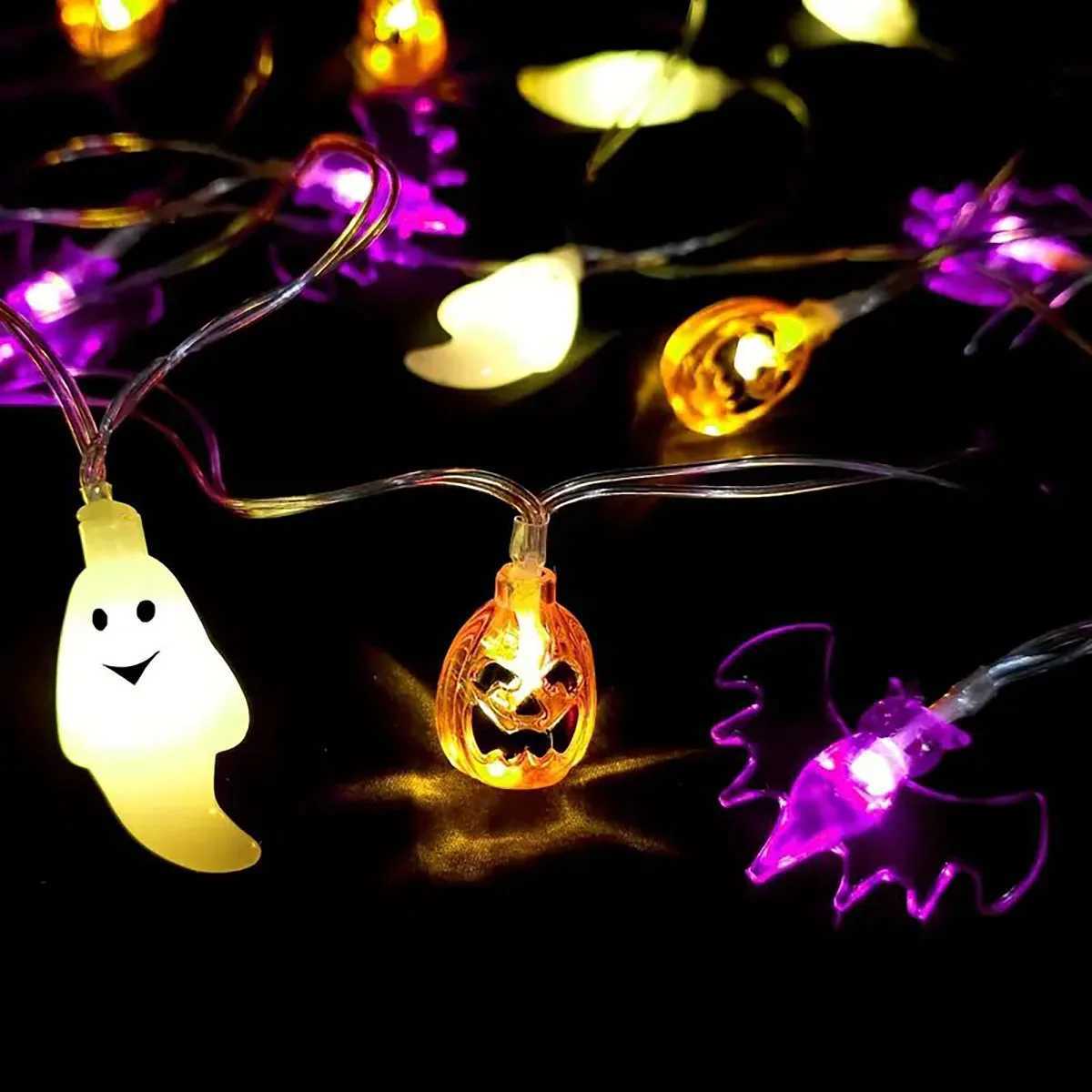 Halloween LED Light String Ghost Bat Pumpkin Three-in-One Light String Holiday Decoration Colorful Lights Full of Atmosphere XJ250804