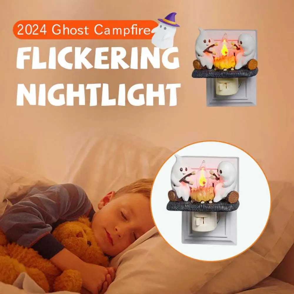 2025 Halloween Decoration New Ghost Bonfire Night Light EU US UK Plug Funny Cute Ghost Design Lamp Home Decor XJ250804