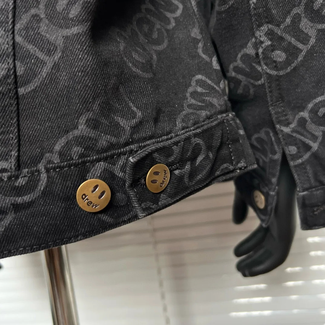 Drew House Men's Clothing Smiling Printing logo autumn and winter designer niche American retro print loose denim jacket