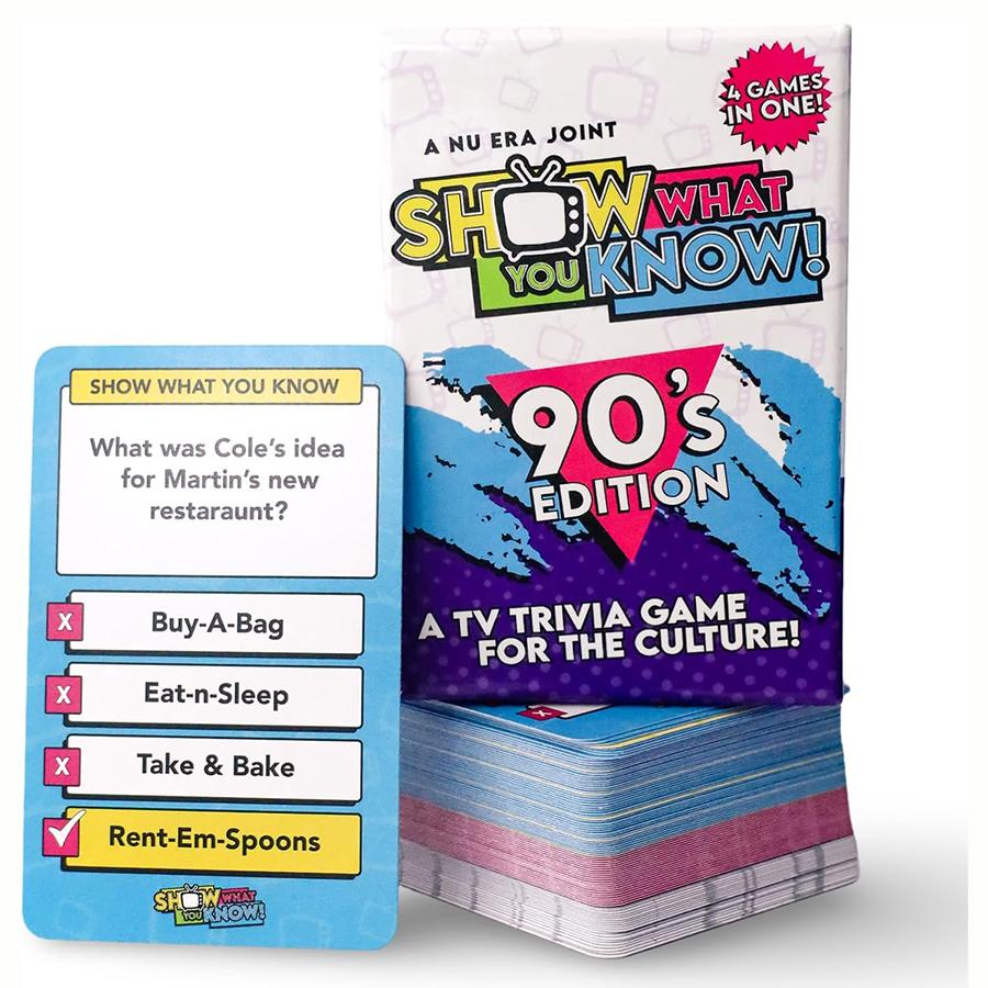 90s TV show: Trivial Pursuit card game