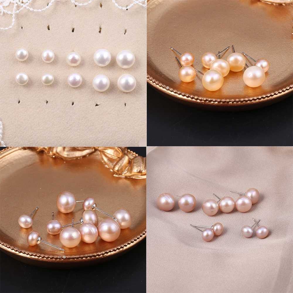 100% Genuine Pearls Stud Earrings Fashion Natural Freshwater Pearl Earrings Jewelry Gifts for Women Party Wedding Accessories Y250804