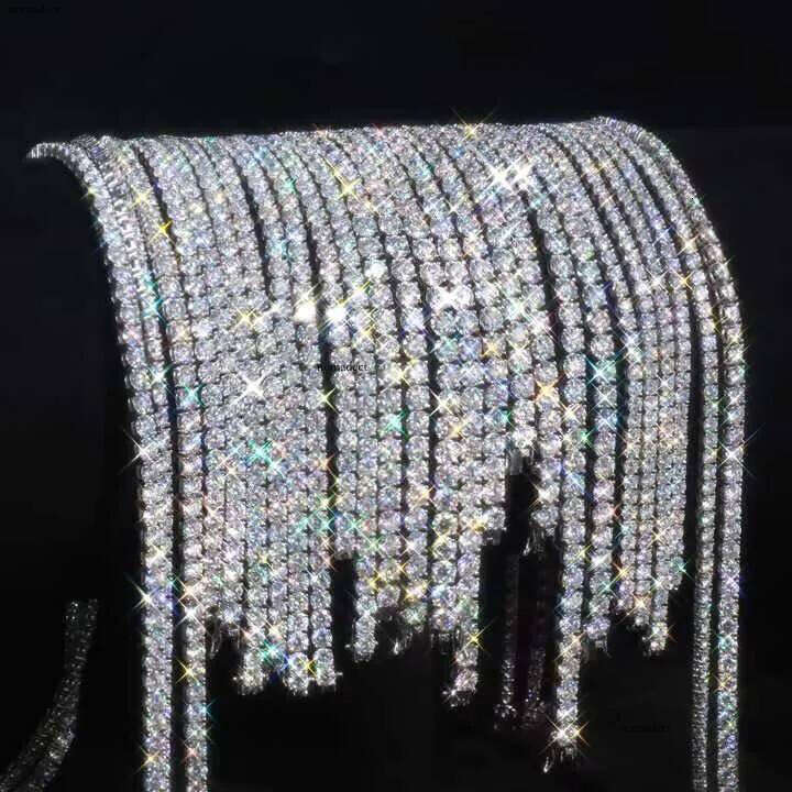 High Quality VVS Moissanite Tennis Chain Necklace Sterling Sier 2mm 3mm 4mm 5mm 6mm for Women Rose White Gold