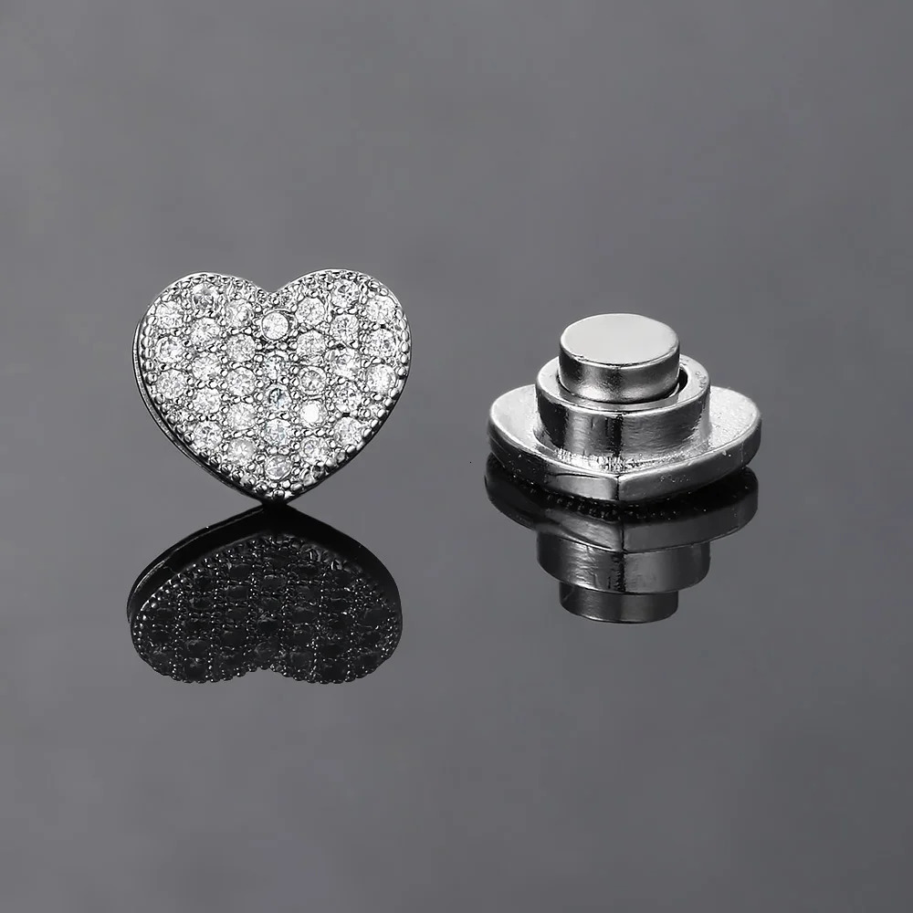 Fake Ice Out CZ Earrings For Men Women Magnet Magnetic Stainless Steel Non Piercing HipHop Rock Fashion Jewelry Accessory 250804