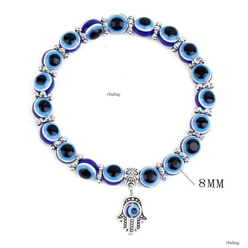 Handmade Acrylic Turkey Evil Blue Eye Stretch Beads Strands Bracelet Charms Religious Hamsa Bracelets Hand Chain Jewelry for Men Women Wholesale Price