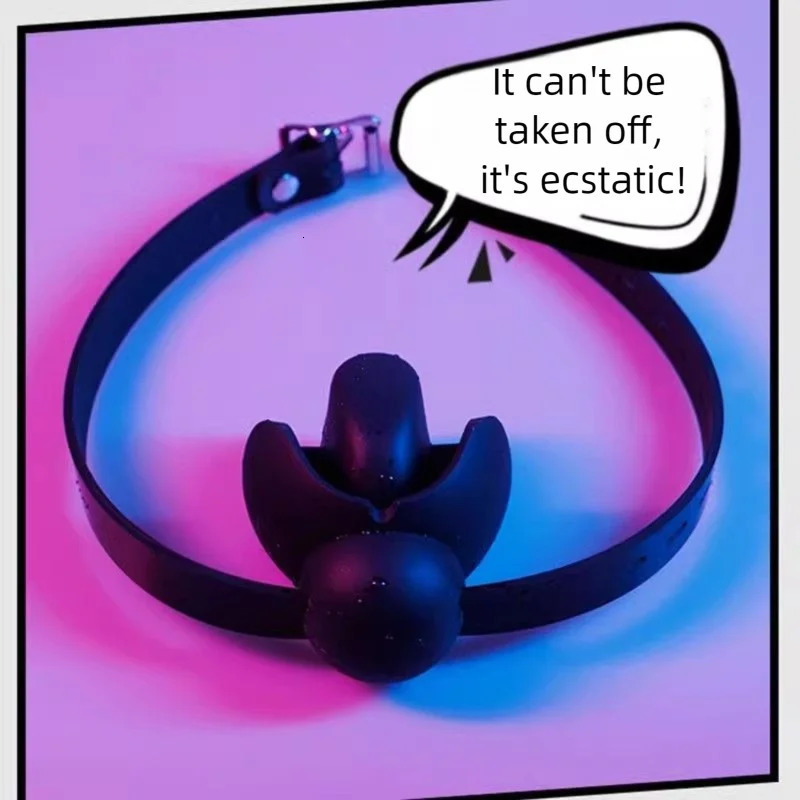 Bdsm Drool ball fun fixed tongue gag mouth plug can be hidden with a mask 250805