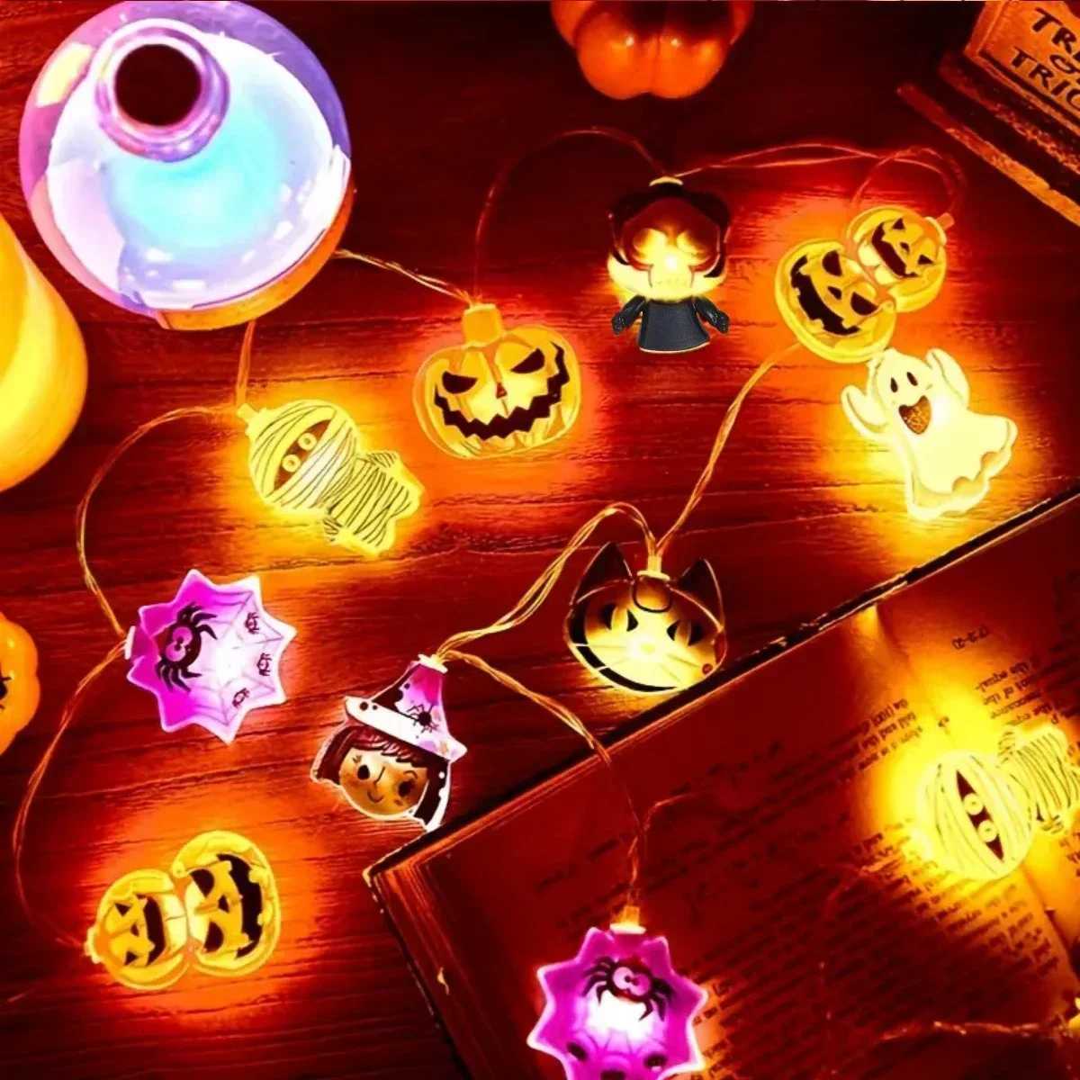 2024 Halloween Party LED String Lights Pumpkin Ghost Spider Web Hanging Lamp for Halloween Home Indoor Outdoor Decoration Props XJ250804