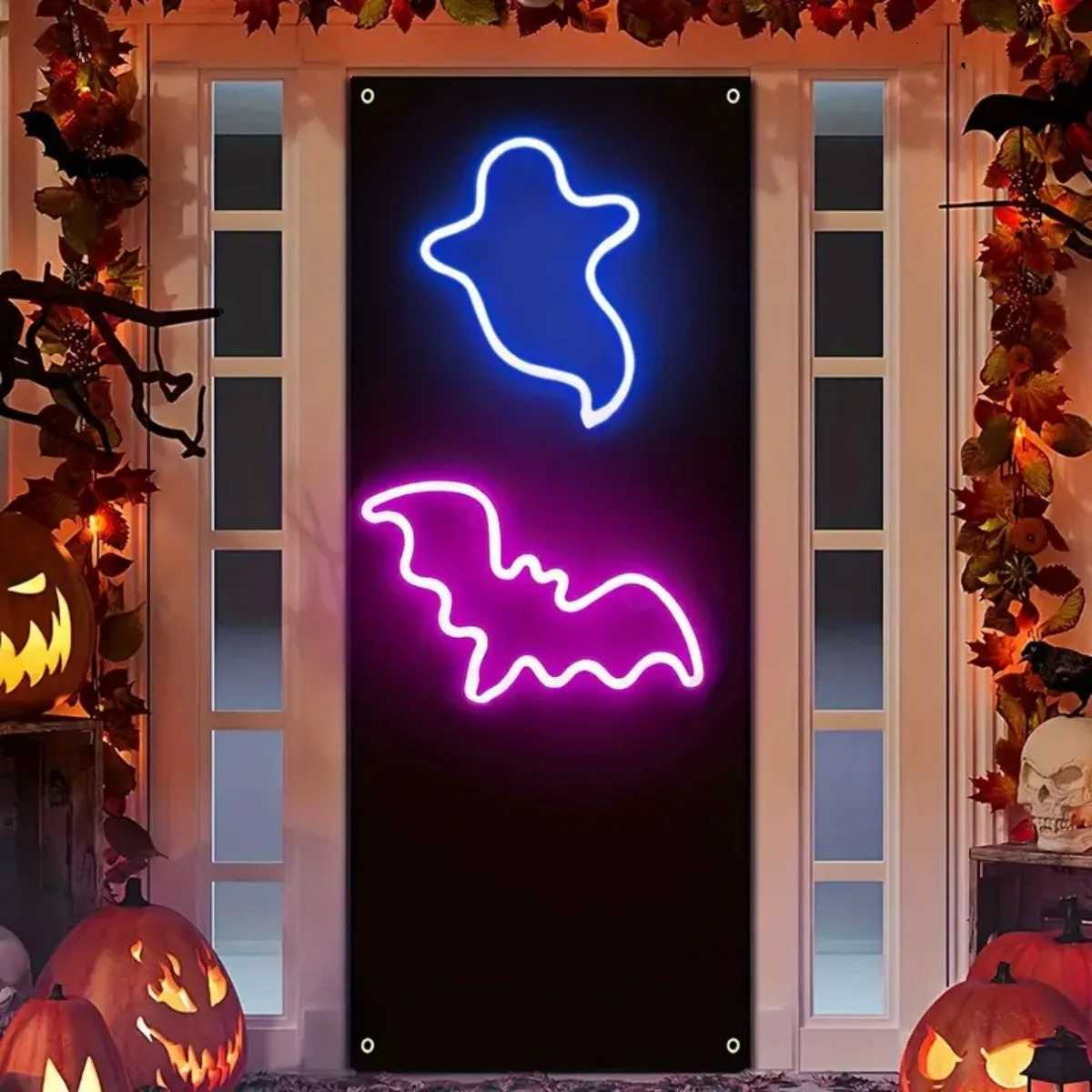 1PC Halloween Bat And Ghost Shape Neno Sign Light LED Neon Decorative Night Light Atmosphere Table Lamp For Indoor Bedroom Decor XJ250804