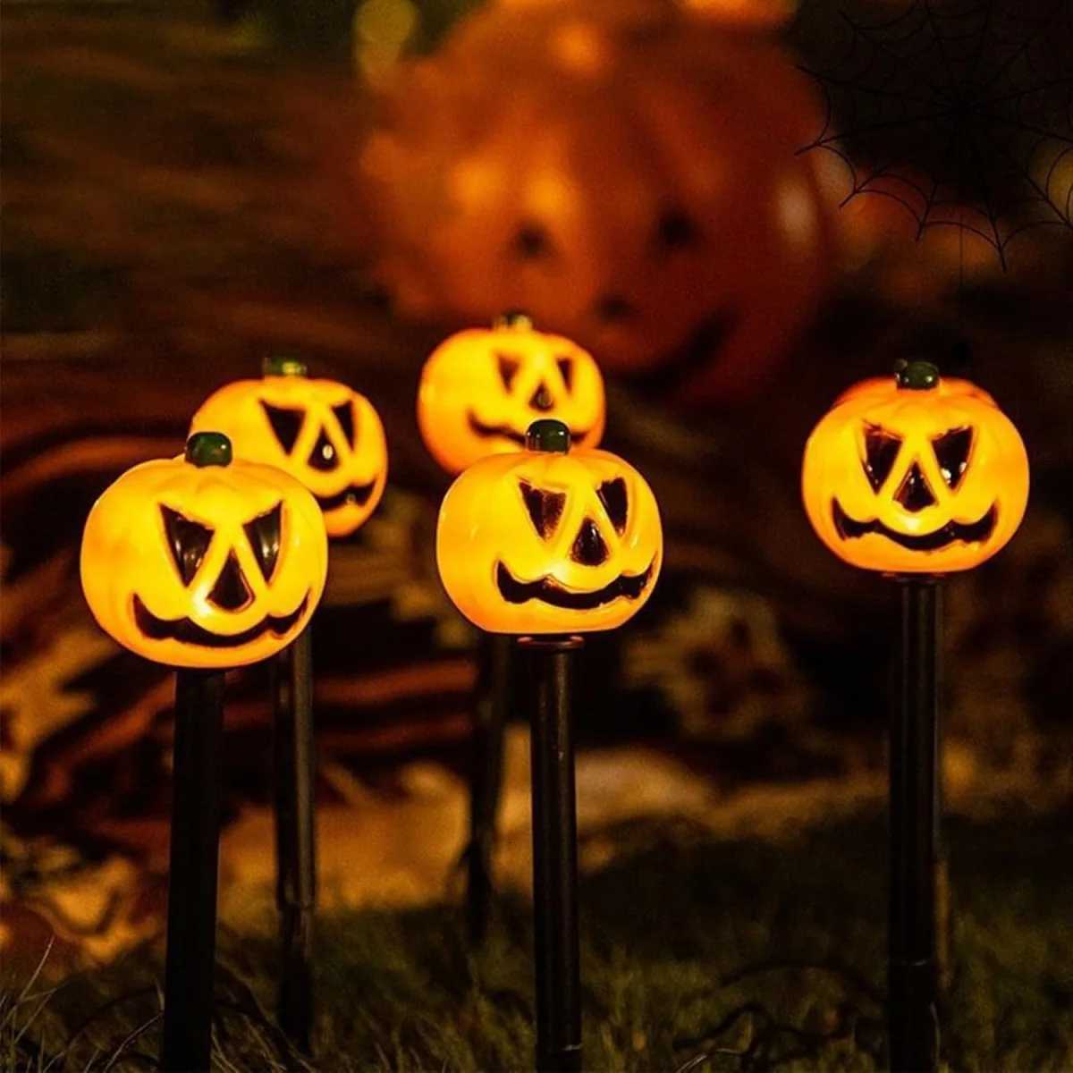 5pcs/set Pumpkin or Ghost Solar Powered Halloween Spooky Landscape Light With 8 Lighting Modes For Home Garden Yard Patio DecorXJ250804