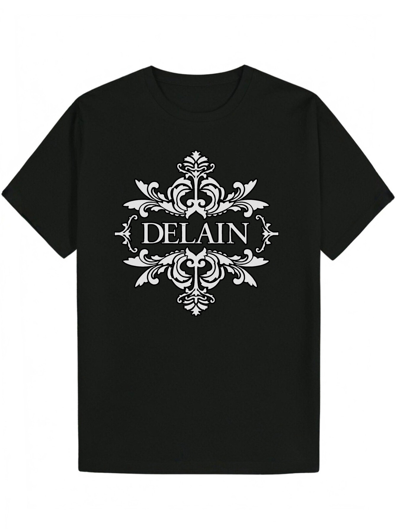 Men's Polyester with Elegant 'DELAIN' Lettering Gorgeous Floral Design - Lightweight and Breathable Fabric, Suitable for Casual Wear, S