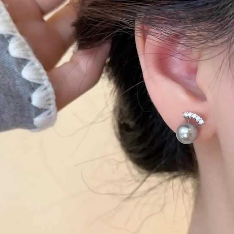 New Arrival Sweet Cute Temperament Gray Pearl Zircon Stud Earrings for Women Fashion Vintage Crystal Small Earring Jewelry Gifts Y250804