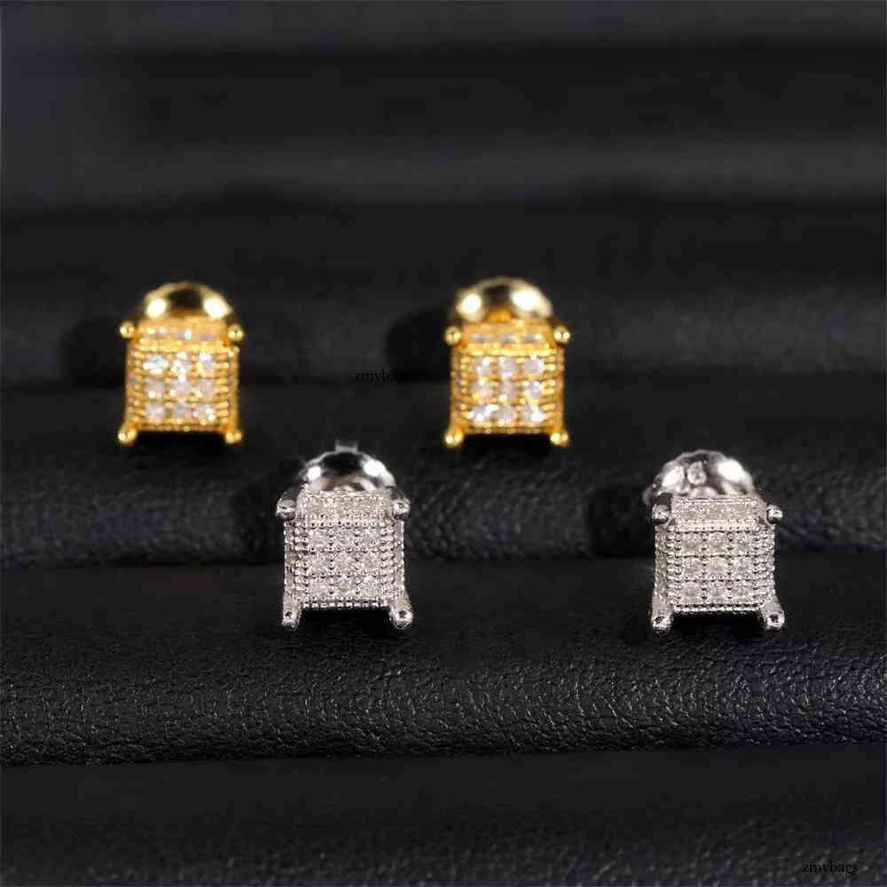 Iced Out Jewelry Sterling Sier Square Shape Hip Hop Mmoissanite Dia Earrings