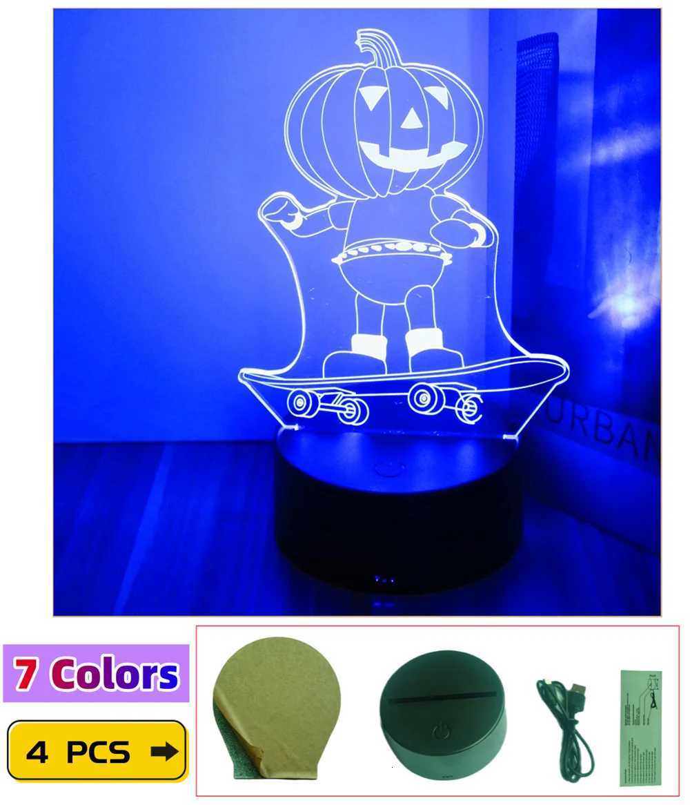 Halloween Pumpkin LED Night Light Bedroom Decoration Lamp Childrens Gift Lights 7/16 Color Dimming Bedside Table Lamps XJ250804