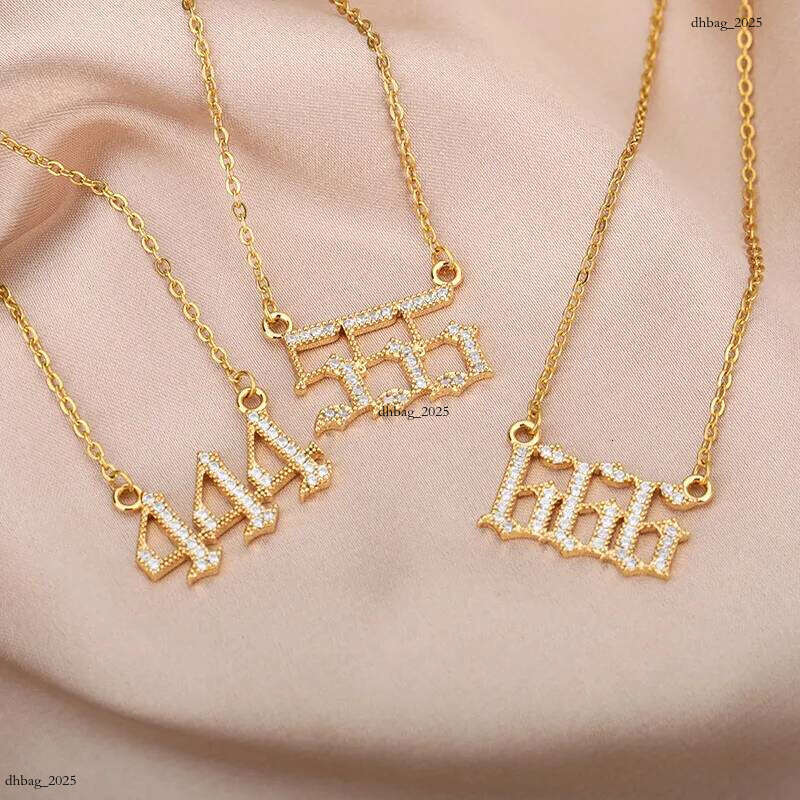 Angel Number Necklace Chain Zircon Pendant Necklaces For Women Birthday