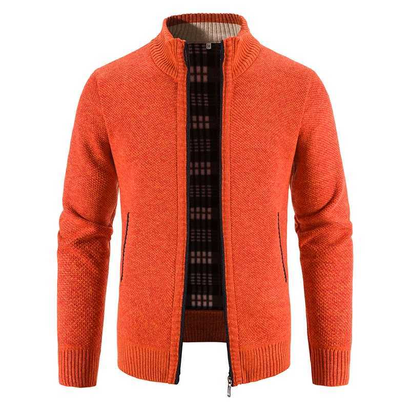 Mens Cardigan Turn-down Collar Knitting Sweater Slim Fit Solid Color Zipper Fleece Outerwear Mens Top Clothing XJ250805