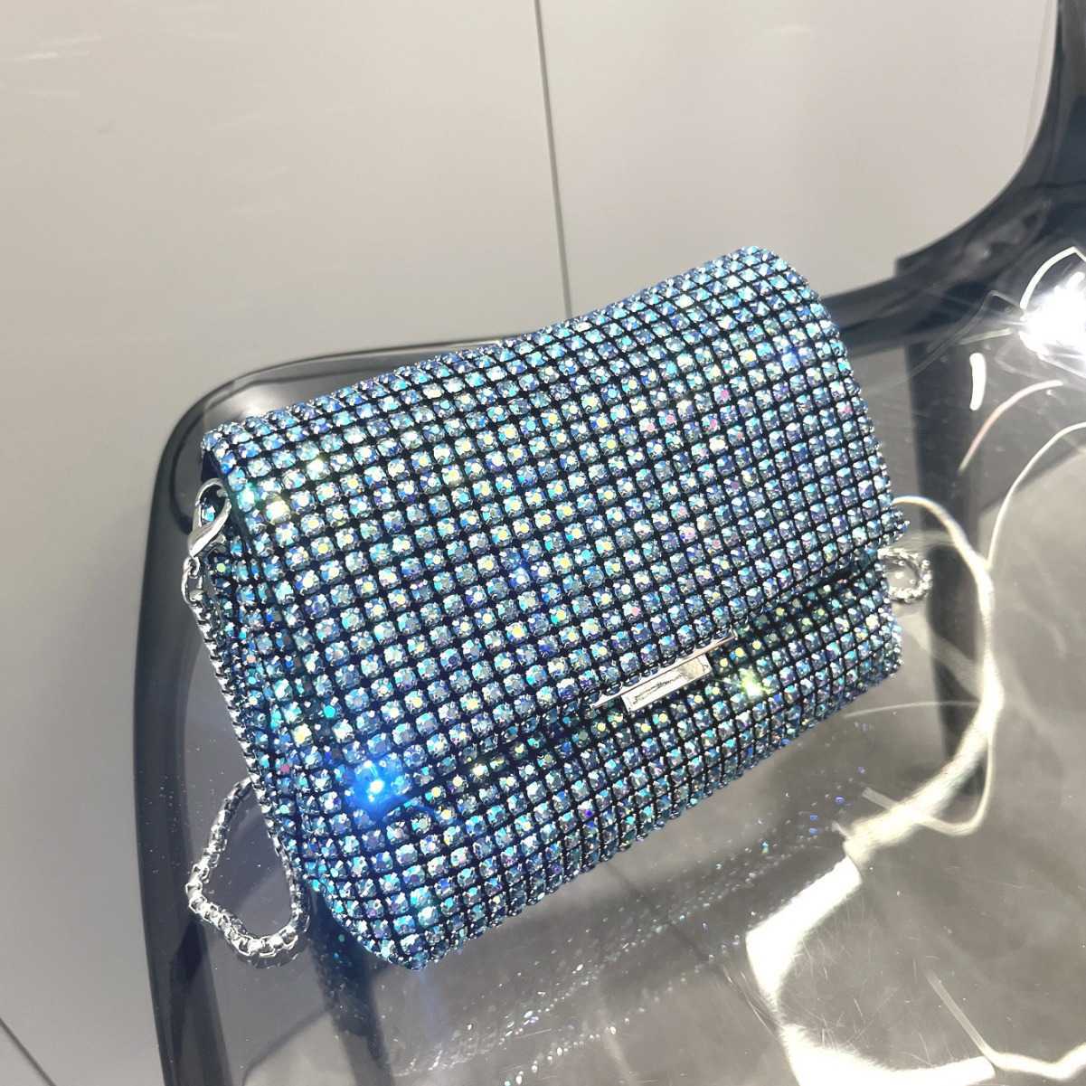 Crossbody bag designer bags Women's Bag 2024 New Rhinestone Single Shoulder Crossbody Bag Chain Square Bag 5cm King Rhinestone Small Bag