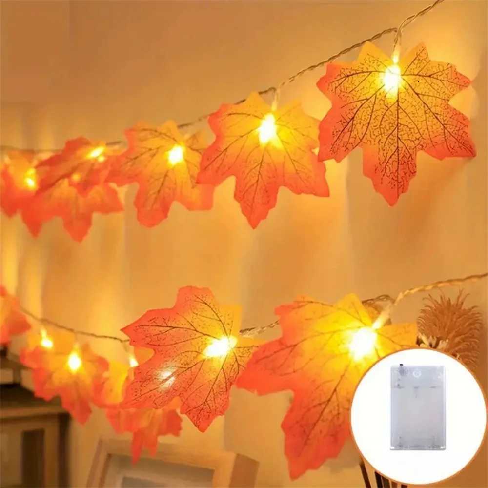 1PC 1.5M10LED/3M20LED Red Maple Leaf Light String Battery Powered (without Battery) Used for Halloween Autumn Harvest Decoration XJ250804