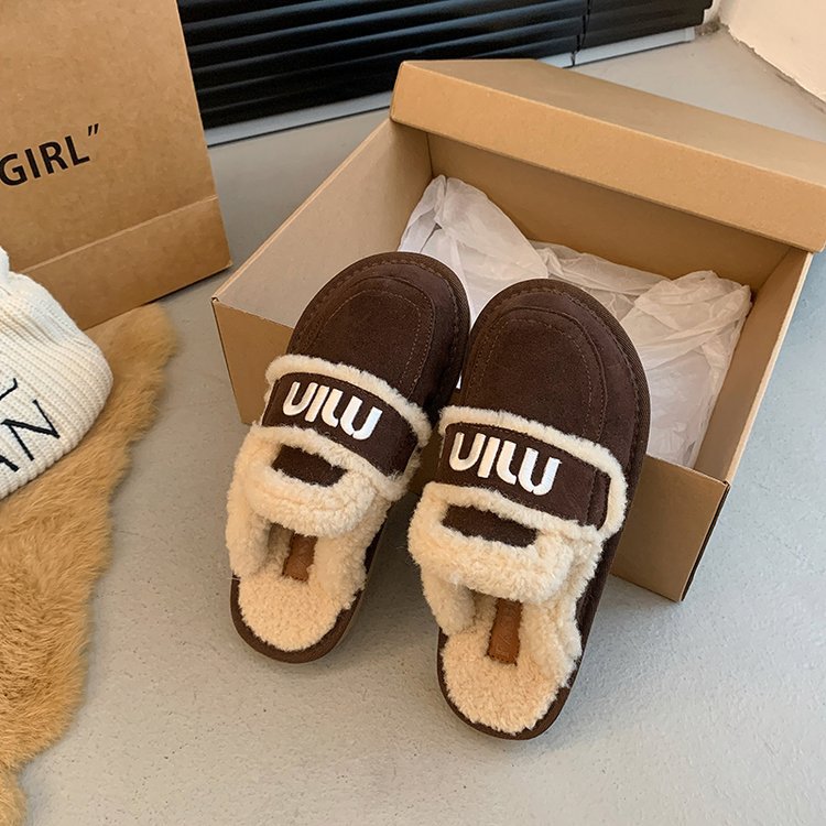 free Shipping Flat bottomed casual versatile headband with plush cotton shoes lightweight thick cotton winter women outdoor wearing woolen mop new