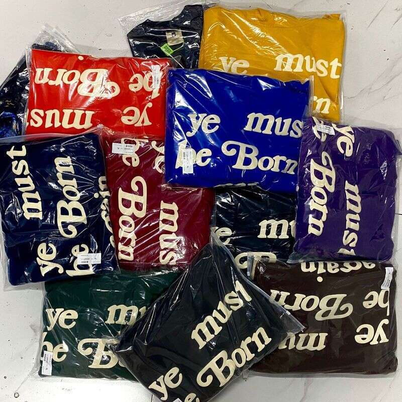 Men's Clothing Same Style Ye Must Be Born Again Foam Letter Hooded Sweatshirt Plus Veet Hoodie