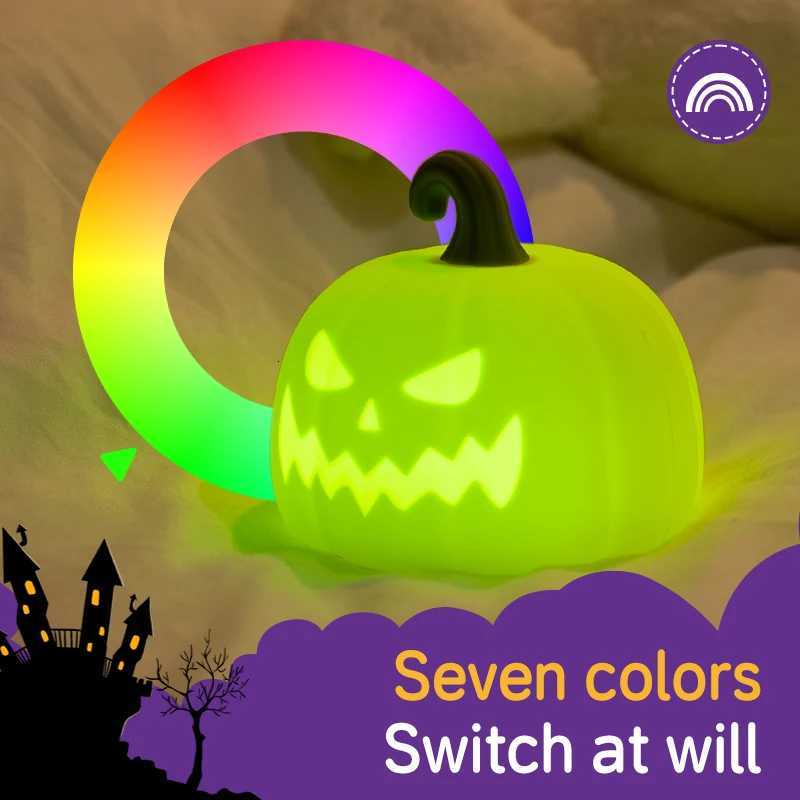 Led Pumpkin Night Light for Halloween Party Decor Dimmable Bedside Lamp Rechargeable Touch Night Lamp Warm White or 7 Colors XJ250804