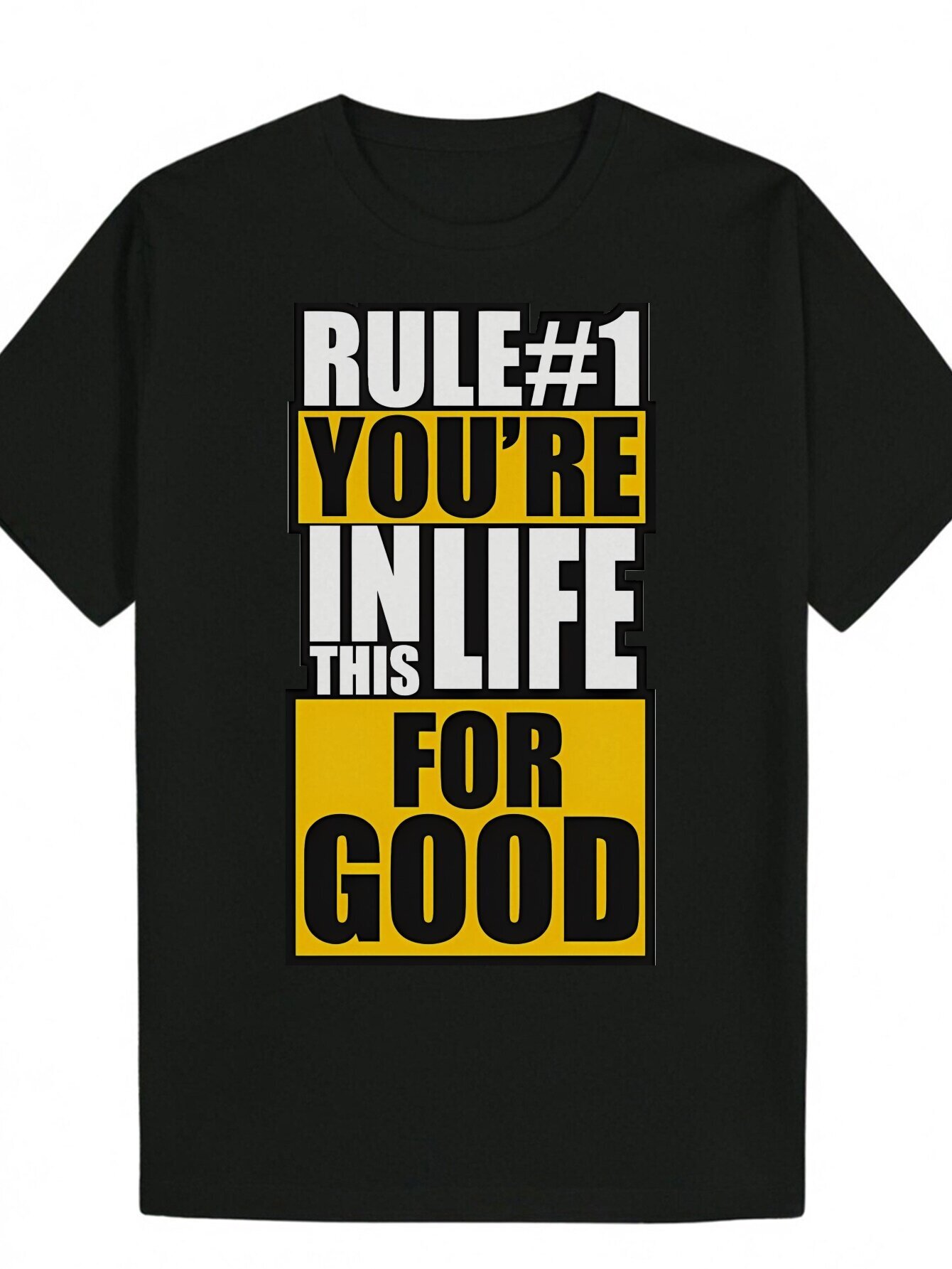 Men s Summer Round Neck with Inspirational Quote Rules You Will Always Live In The Black Polyester Lightweight And Breathable Casual T Shirt Bold Lett