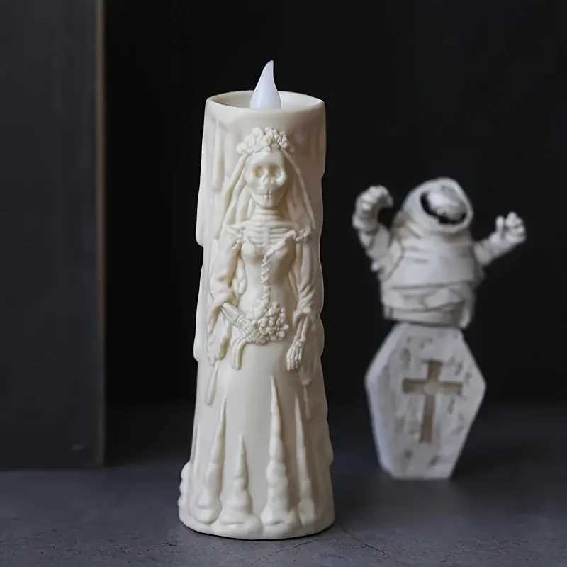 Halloween Skeleton Lamp LED Luminous Candle Horror Decoration Prop Ghost Bride and Groom Couple Lamp Ornament Halloween Decor XJ250804