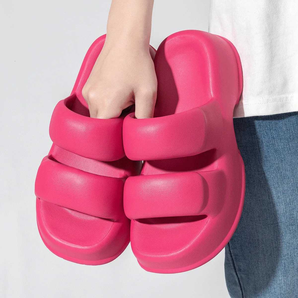 Pallene Summer New Womens Slippers Thick Bottom Flat Sandals Outdoor Fashion Beach Slippers Thick Sole Non-slip Womens Slides W250805